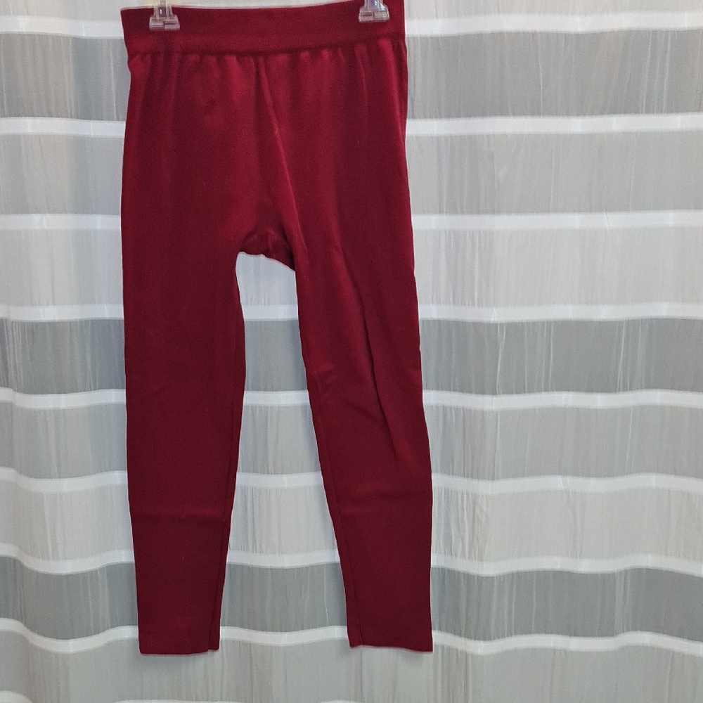 Apple Red Stretchy HOMMA Knit Leggings with Elastic Waistband, Used